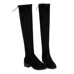 Time and Tru Women's Black Knee-High Boots, Size 6 Stylish Faux Suede